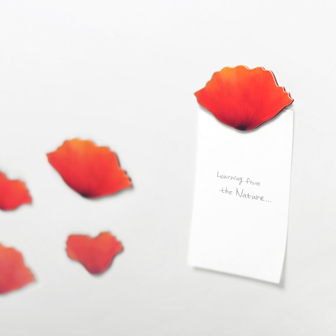 꽃잎 모양의 자석, 리프마그넷 양귀비 (3p 한세트)